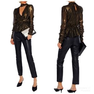 Walter Baker Wrap Effect Metallic Print Top